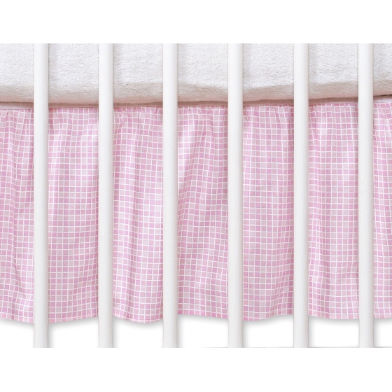 Volang / sängkappa till Babysäng 140x70cm- hjärtan rosa rutig