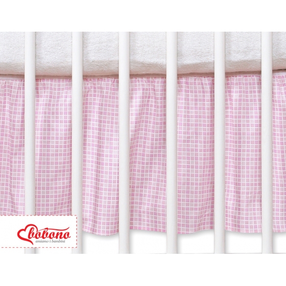 Volang / sängkappa till Babysäng 140x70cm- hjärtan rosa rutig
