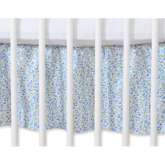 Volang / sängkappa till Babysäng 140x70cm- hjärtan små blå blommor