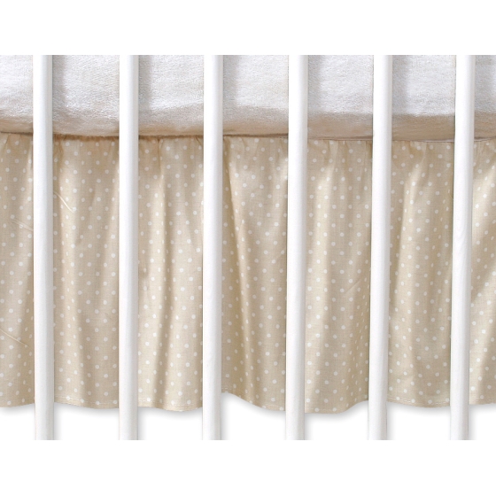 Volang / sängkappa till Babysäng 140x70cm- hjärtan Vita Prickar på beige