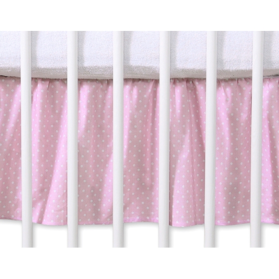 Volang / sängkappa till Babysäng 120x60cm- hjärtan Vita Prickar på rosa