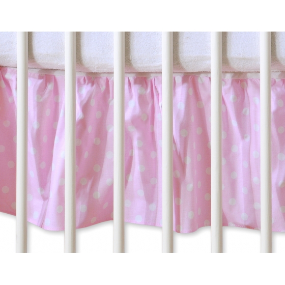 Volang / sängkappa till Babysäng 120x60cm- hjärtan Vita Prickar på rosa