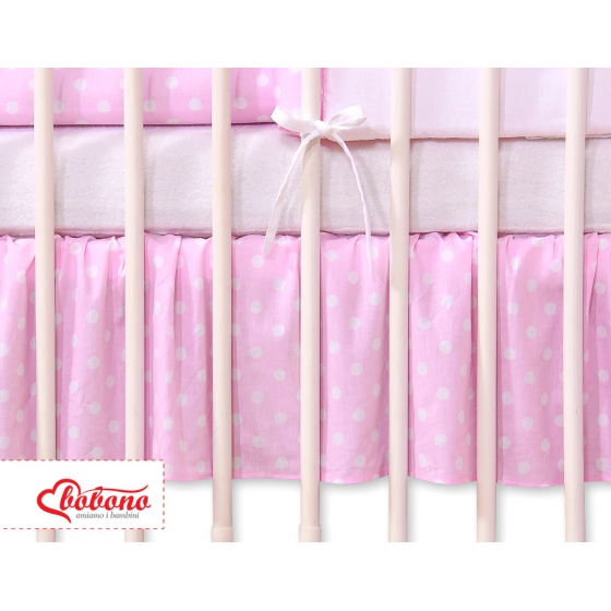 Volang / sängkappa till Babysäng 120x60cm- hjärtan Vita Prickar på rosa