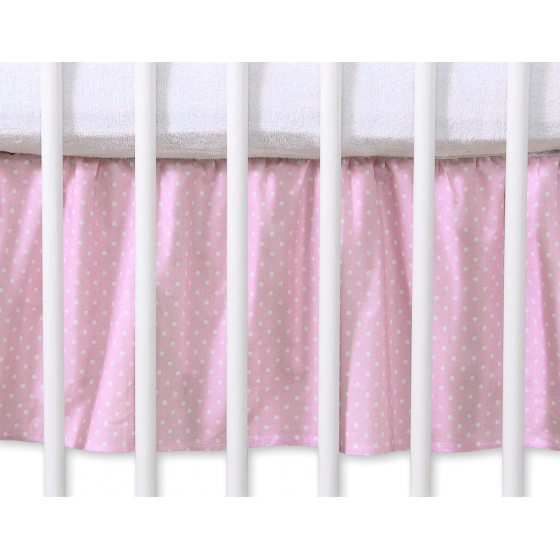 Volang / sängkappa till Babysäng 140x70cm- hjärtan Vita Prickar på rosa