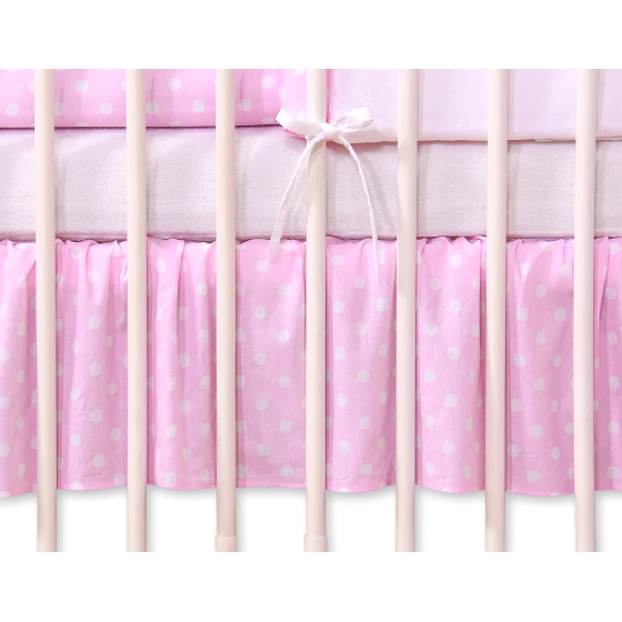 Volang / sängkappa till Babysäng 140x70cm- hjärtan Vita Prickar på rosa