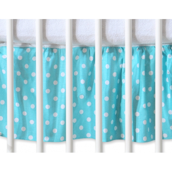 Volang / sängkappa till Babysäng 140x70cm- hjärtan Vita Prickar på turquoise